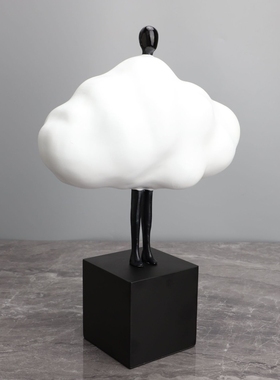 现代简约创意白色云朵人物玄关摆件家居客厅电视柜装饰品酒店摆件