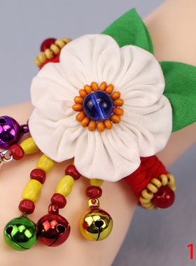 民族风手工布艺手饰品舞蹈铃铛手链女复古护腕花朵手镯旅游纪念品