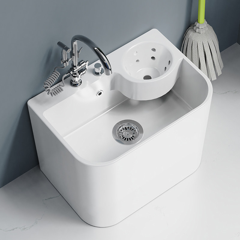 梦越陶瓷拖把池家用阳台卫生间拖布池带沥水篮带龙头孔拖把桶,淘宝优惠券,粉丝福利购,淘宝优惠卷