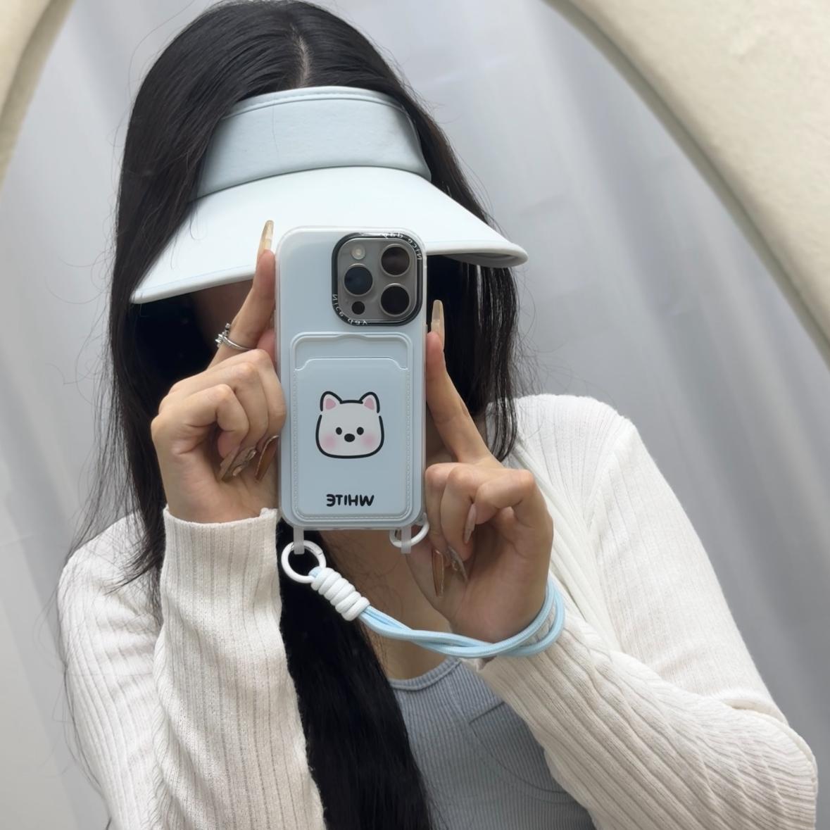 韩风ins卡通小熊卡槽挂绳适用苹果14手机壳iphone15promax新款13pro防摔12软硅胶14pro保护套11情侣款网红女