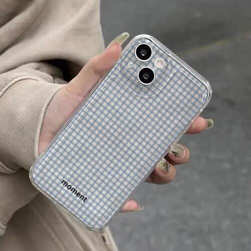 ins蓝格子适用苹果16promax手机壳iPhone15pro新款12华为mate70全包p70小米14软壳vivooppo荣耀11红米note13 - 图2