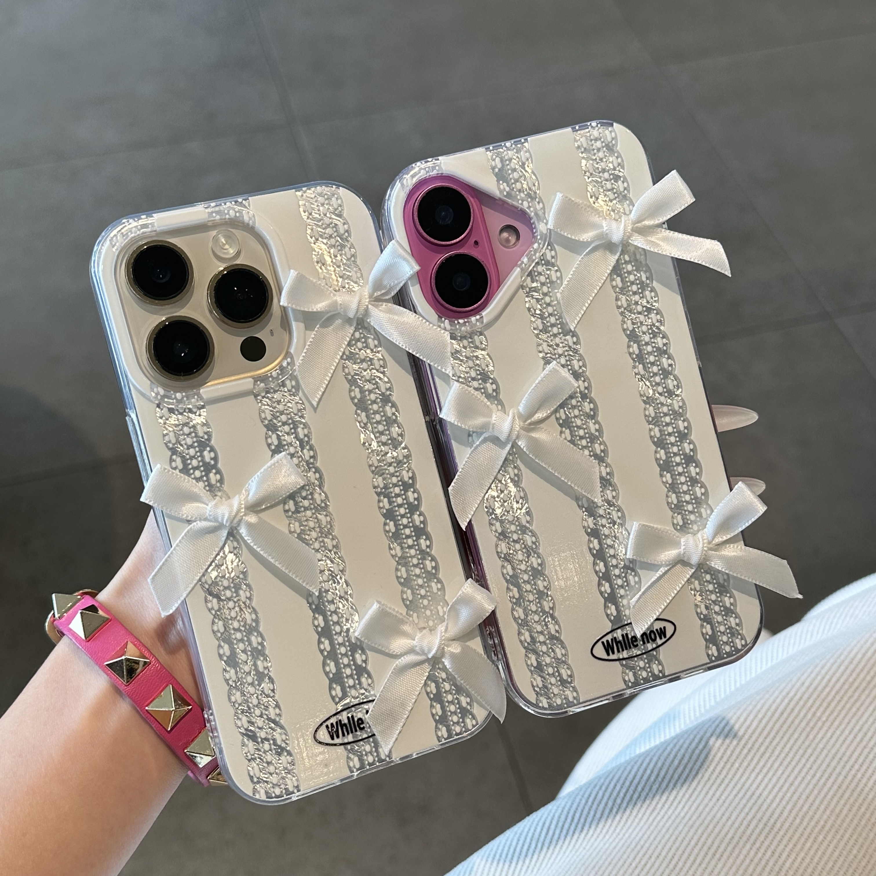 蕾丝蝴蝶结适用苹果15promax手机壳iphone16pro小众12华为mate60新款p70vivo小米14红米note13荣耀oppok70女 - 图2