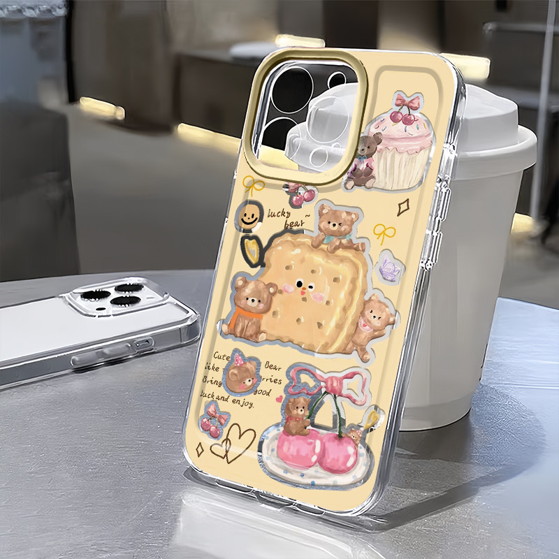 熊和饼干适用苹果16promax手机壳iphone15新款mate60透明14红米note13防摔k70小米华为pura70软壳vivoppo荣耀