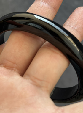 天然玛瑙手镯女款冰透玉髓黑金刚水墨钢琴黑镯子女饰品62口径