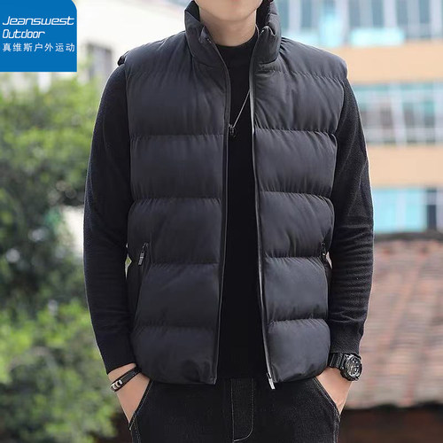真维斯户外运动秋冬季无袖羽绒服轻便保暖棉坎肩厚背心外套马甲潮 - 图0