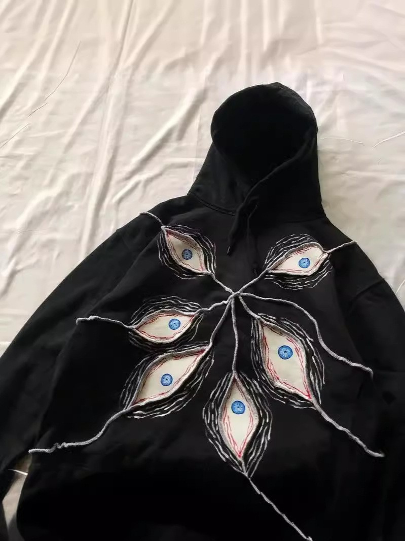 美式恶魔之眼图案jnco连帽衫Y2K复古长袖卫衣潮嘻哈Hoodie hoodie - 图1