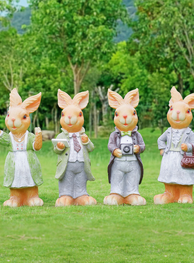 卡通彼得兔雕塑玻璃钢美陈装饰