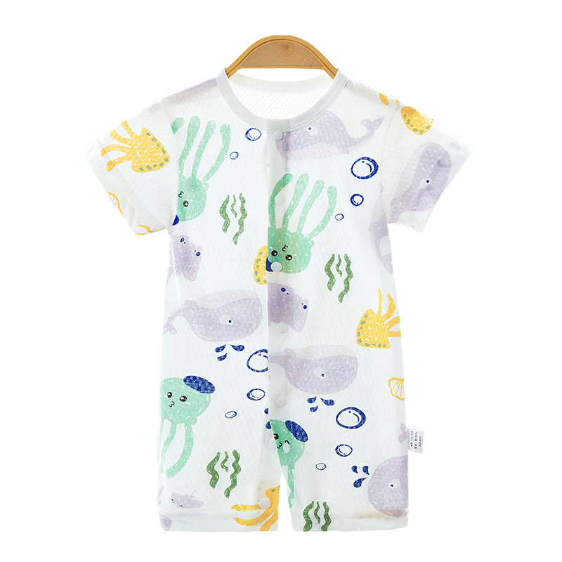 【撤柜专区】品牌专柜宝宝哈衣夏纯棉爬服短爬衣服透气睡衣连体衣 - 图3
