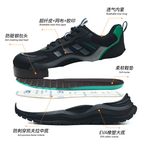 男鞋劳保鞋钢包头防砸防刺穿耐磨轻便舒适防滑柔软安全工作防护鞋 - 图3