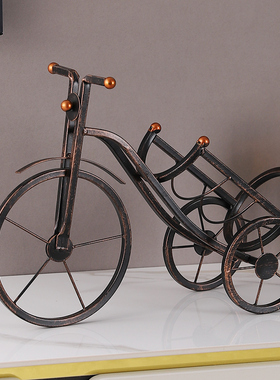 复古铁艺红酒架展示收藏置物摆件