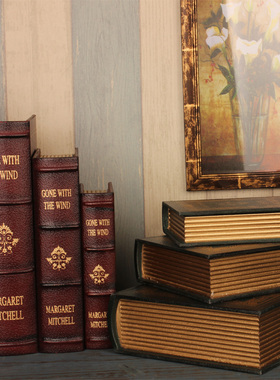 美式储物木盒欧式书籍装饰摆件