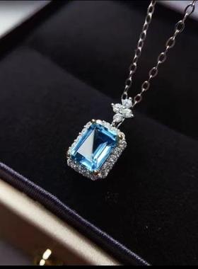 时尚气质长方仿真海蓝热卖托帕石