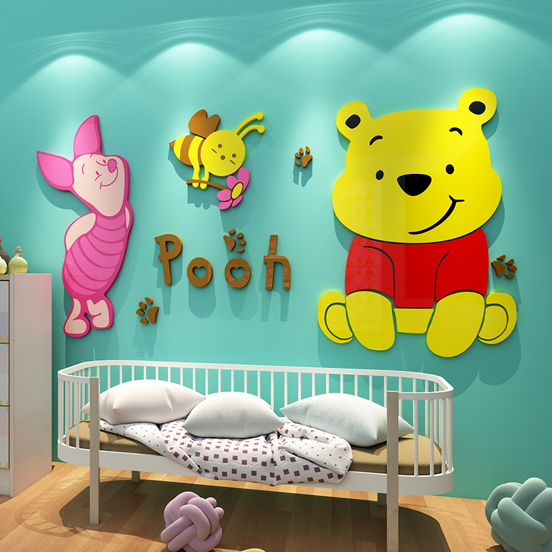 儿童房间布置挂件维尼熊墙贴纸画男女孩卧室床头改造背景装饰自粘 - 图2