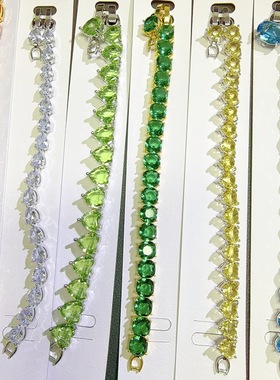 欧美夸张重工超闪水晶玻璃彩色钻手链轻奢保色爱心水滴手串女