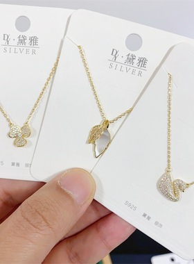 新款简约s925筒体纯银项链女百搭轻奢高级感微镶锆石锁骨链