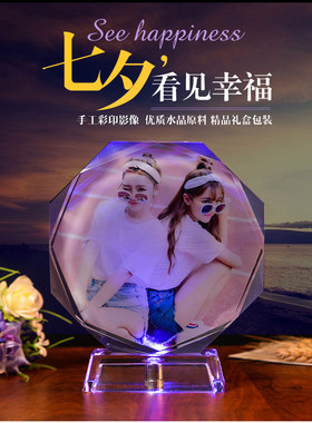 diy摆台旋转照片水晶球个性定制