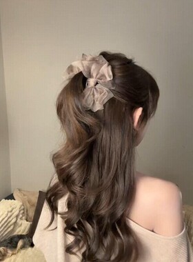网纱蝴蝶结香蕉夹真的是显发量神器～网纱蓬松横夹竖夹发夹女发饰