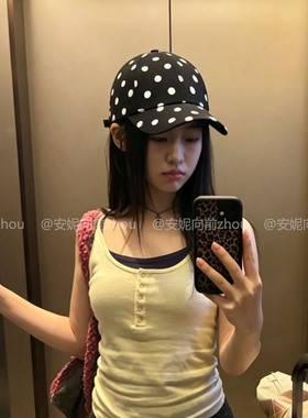 韩系ins黑色波点棒球帽