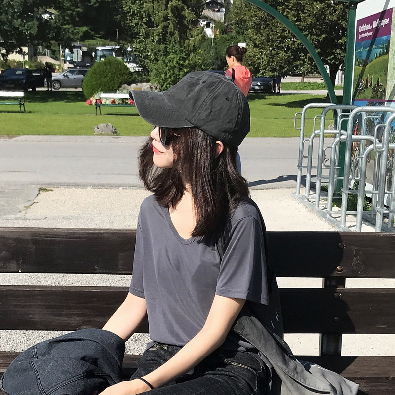 店主自留高品质灰黑色棒球帽复古纯棉鸭舌帽宽檐遮阳帽男女帽子