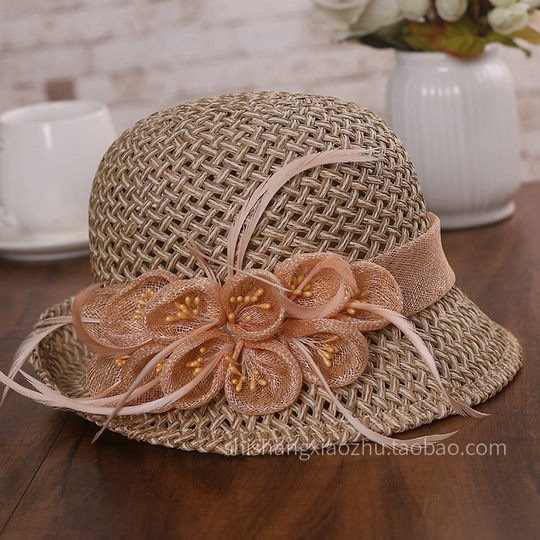 Summer new elegant flower curled decorative straw hat