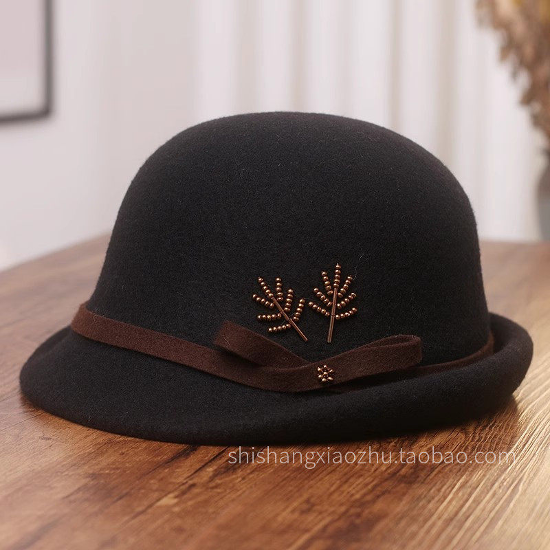 帽子女秋冬高品质羊毛呢卷边礼帽优雅复古贝雷帽气质百搭保暖盆帽,淘宝优惠券,粉丝福利购,淘宝优惠卷
