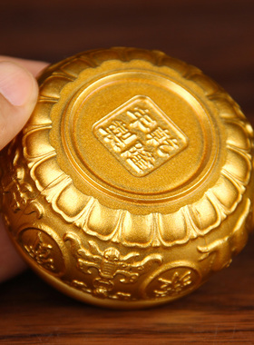 黄铜聚宝盆摆件招字财聚字财家居用客厅办公室商铺存钱罐财位装