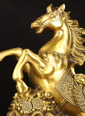 铜马摆件马到成功铜钱袋马工艺品生肖马客厅铜马办公室家居装饰