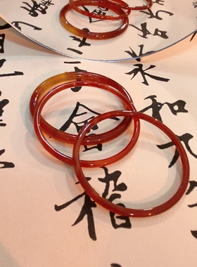 天然红玛瑙手镯细条红玉髓水晶镯子复古显白新中式配饰叮当镯