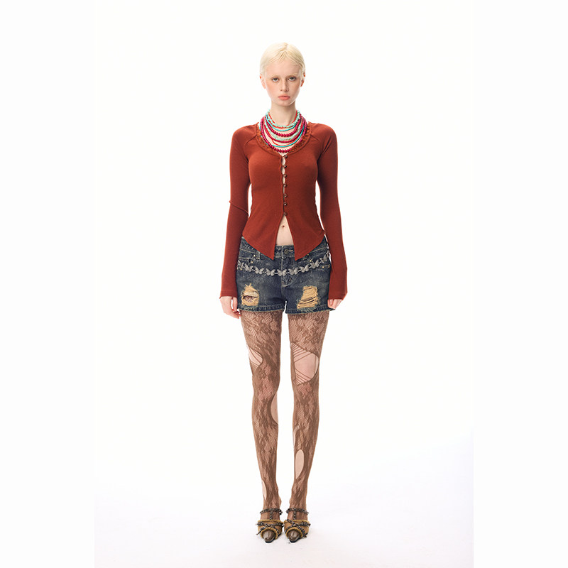 BeerBro『反叛Y2K』『羊毛』春季墙推 少女蕾丝拼接绑带针织开衫,淘宝优惠券,粉丝福利购,淘宝优惠卷