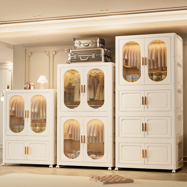 Thickened clothes hanging storage cabinet household plastic foldable bedroom children's wardrobe layered baby clothes storage cabinet
