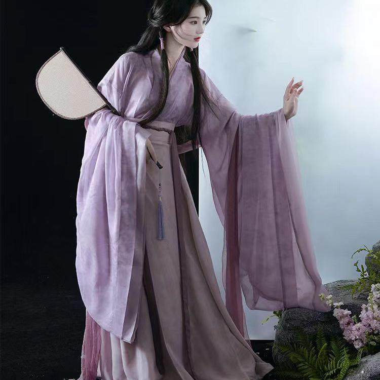 半夏正品魏晋风成人汉服女学生印花交领广袖中国风八破裙古装日常,淘宝优惠券,粉丝福利购,淘宝优惠卷