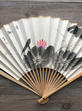 玉竹折扇手绘花鸟梅花文玩扇子