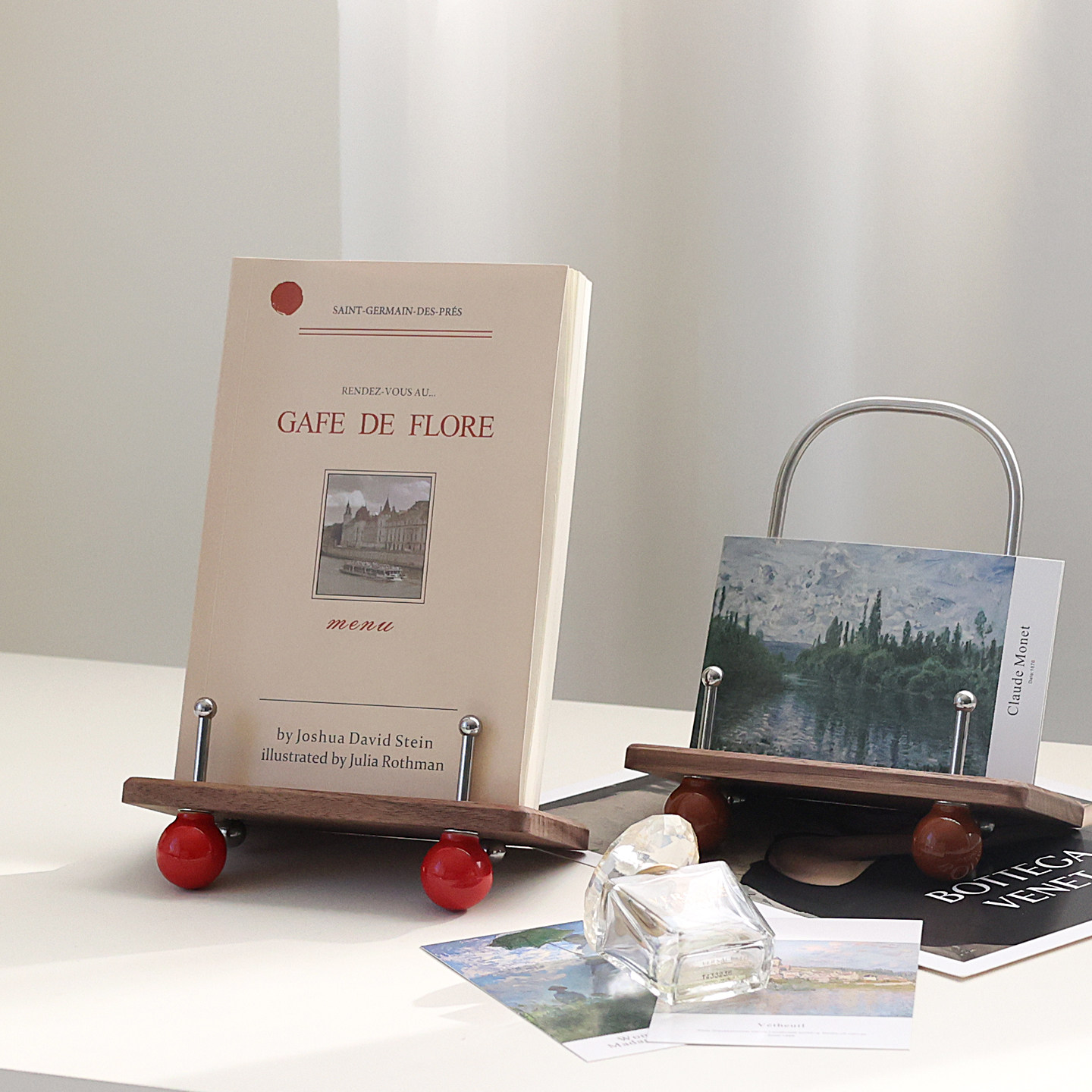 故宫敦煌日历支架创意胡桃木阅读书架CD收纳架木质铁艺书籍展示架,淘宝优惠券,粉丝福利购,淘宝优惠卷