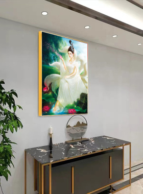 三尺三白九尾狐画像男女款胡九霄帝君郭守真红紫狐挂画裱框晶瓷画