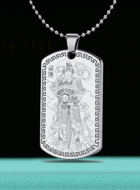 韦陀菩萨佛像吊坠六字真言项链
