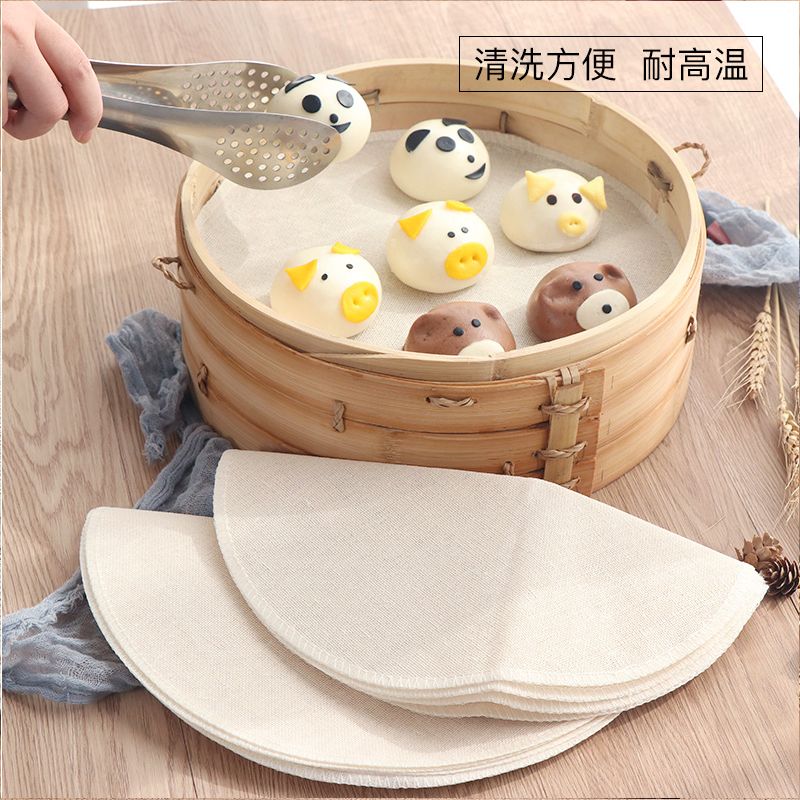 加大烘焙圆形包边不粘蒸笼布棉纱布蒸馒头包子蒸锅垫子蒸布可水洗 - 图1