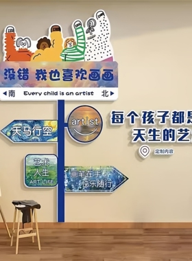 画室布置美术教室墙面装饰画培训班机构文化墙贴幼儿园绘本馆环创