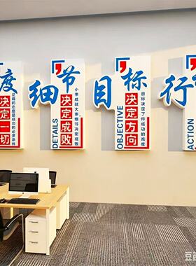 企业文化墙楼梯间办公室墙面装饰工厂励志标语贴公司进门形象布置