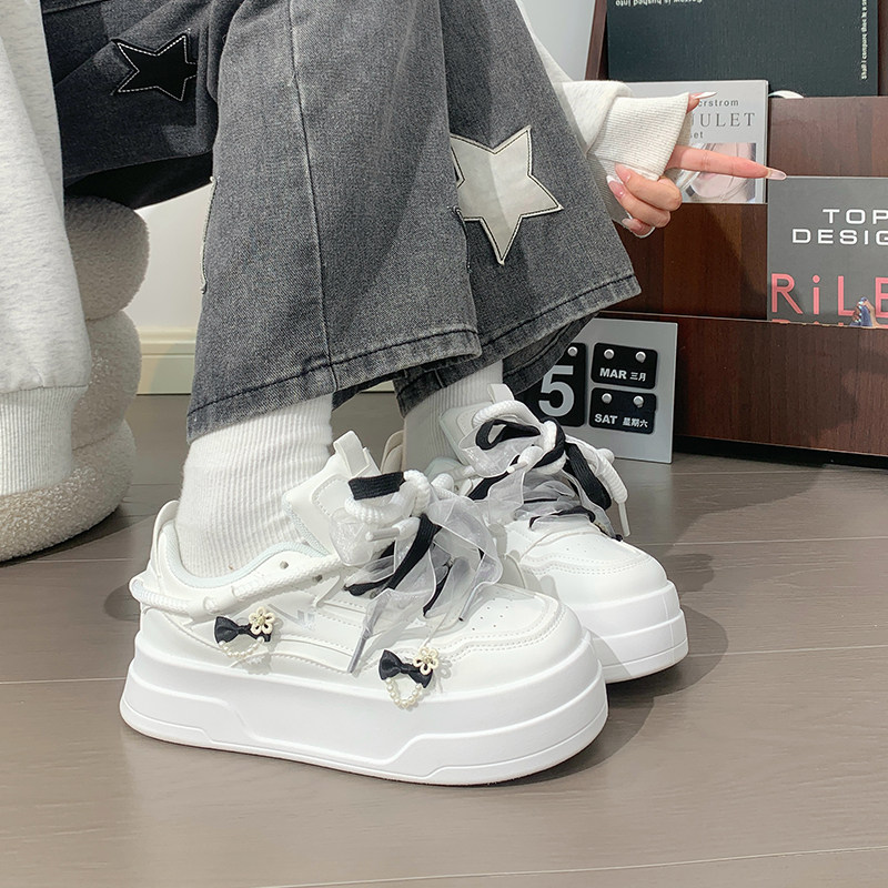回力女鞋原创蝴蝶结厚底小白鞋女2025新款爆款百搭小众休闲板鞋子,淘宝优惠券,粉丝福利购,淘宝优惠卷