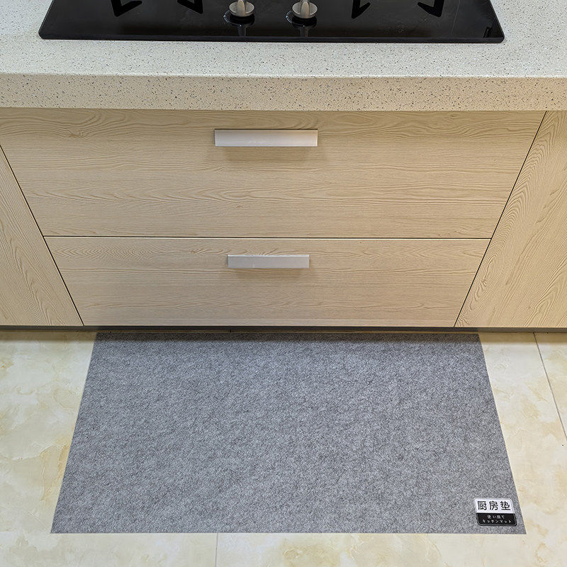 Disposable floor mat for kitchen, oil-proof, waterproof, anti-slip, bathroom, self-adhesive, residue-free felt carpet