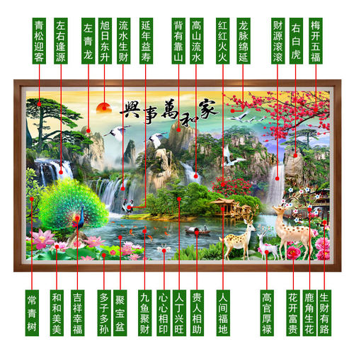 钻石画满钻新款家和万事兴客厅风景点贴钻十字绣5D粘砖石画2026年 - 图0