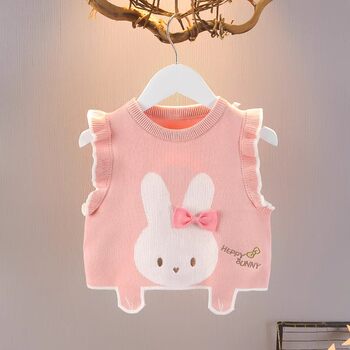 Girls Spring Clothing Set 2024 New Children's Clothing Tops Baby Shirts and Vests Two-piece Set Spring and Autumn Baby Clothes