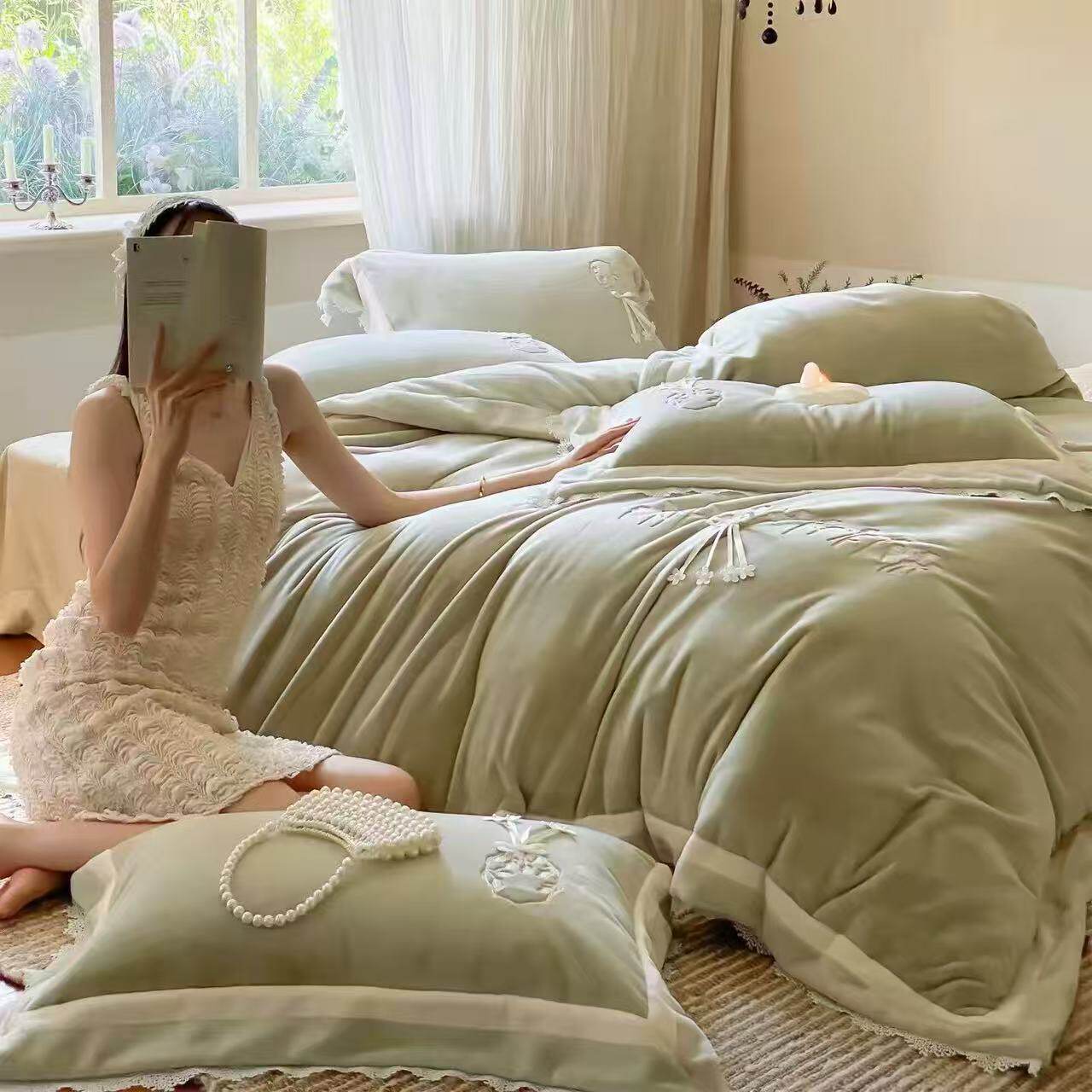 2026新款A类高端牛奶绒四件套简约水貂绒冬季加厚保暖床上用品