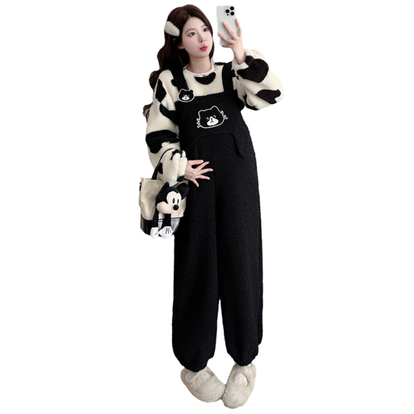 孕妇背带裤套装冬季新款孕妇装冬装加厚保暖加绒外穿休闲吊带裤子,淘宝优惠券,粉丝福利购,淘宝优惠卷