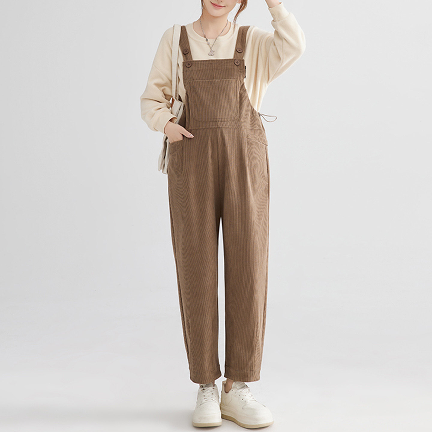 孕妇背带裤秋冬款2025冬装新款孕妇装外穿加绒加厚免脱灯芯绒裤子,淘宝优惠券,粉丝福利购,淘宝优惠卷