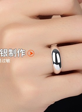 男士光面活口足银单身风情侣对戒