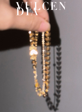 原创设计古铜色高级感叠戴手链金色麦穗冷淡风爆闪2025新款ins风