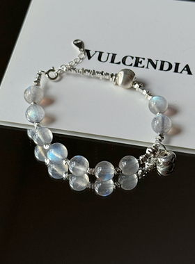 VULCENDIA｜原创设计灰月光石碎银子手链串珠手串2025新款s925银