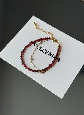 VULCENDIA｜原创天然石榴石手链女轻奢小众设计感高级叠戴极细