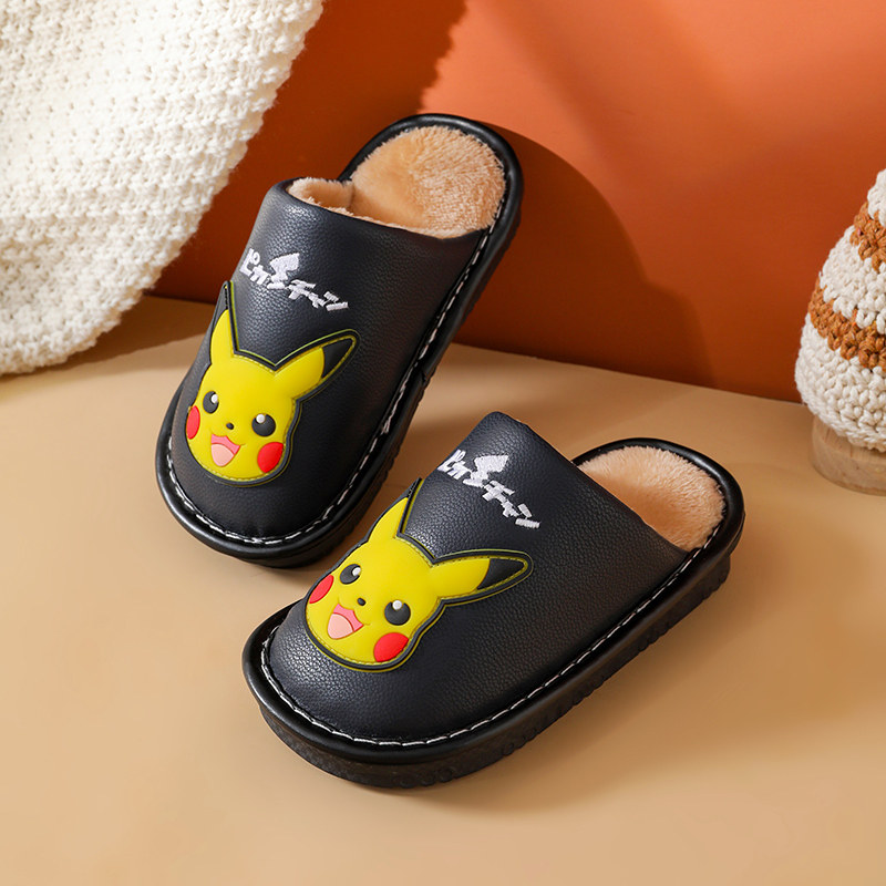 儿童棉拖鞋男冬季加厚防滑防水卡通包头男孩地板拖鞋男童棉拖鞋